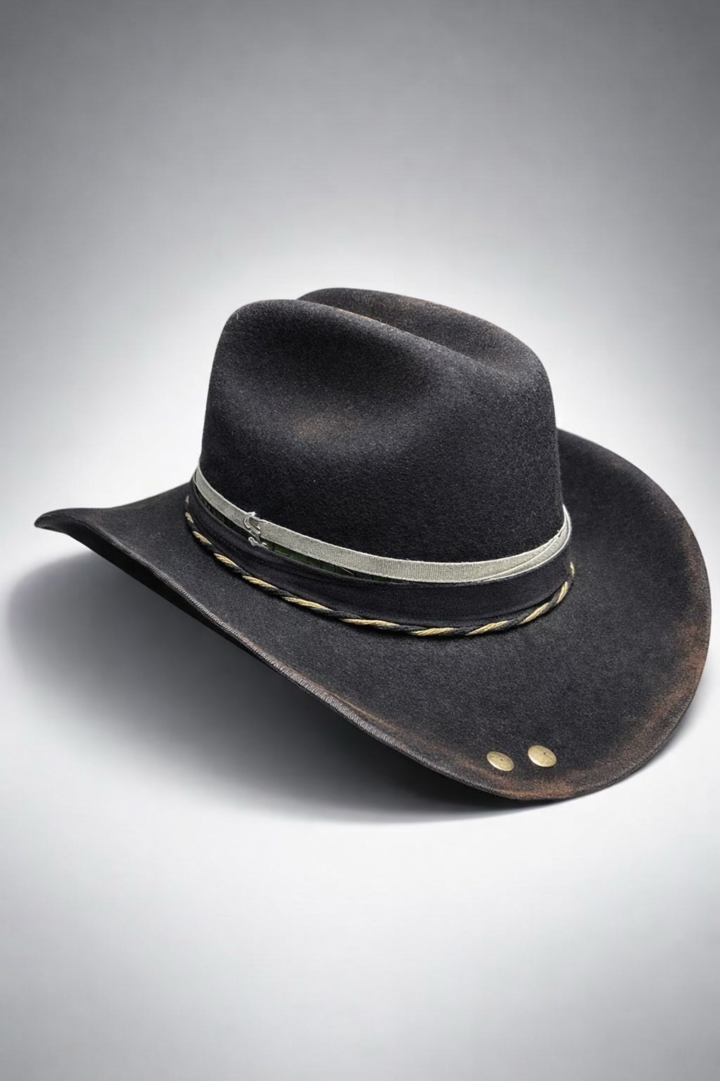 Distressed Black Cattleman Hat – Western Cowboy Hat UK
