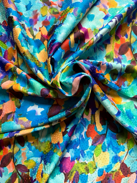 Abstract Floral Satin Scarf