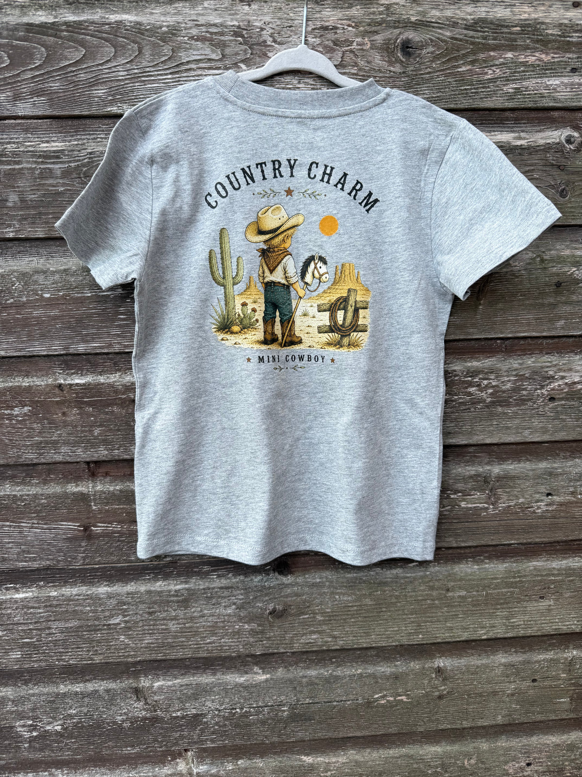 Mini Cowboy Kids T-Shirt – Grey