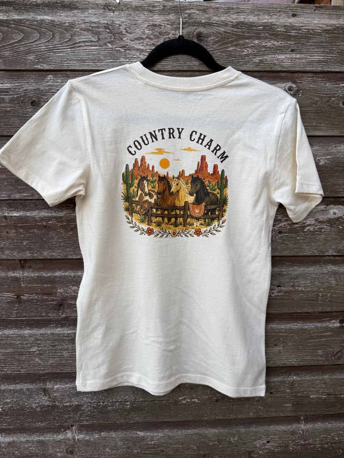 Country Charm Western Horses Kids T-Shirt