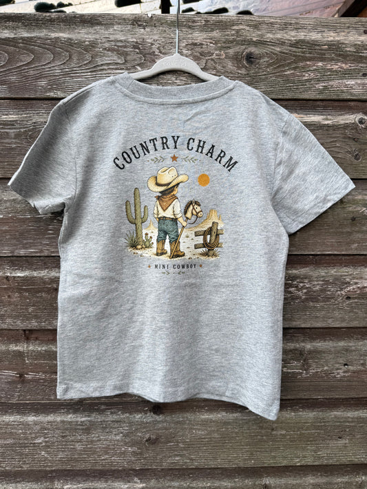 Mini Cowboy Kids T-Shirt – Grey