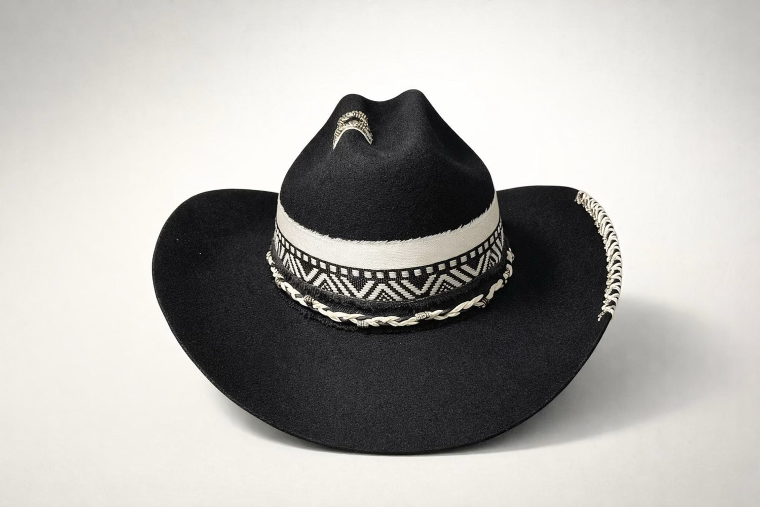 black cattleman hat UK western detail cowboy style
	•	custom cowboy hat UK black with stitching