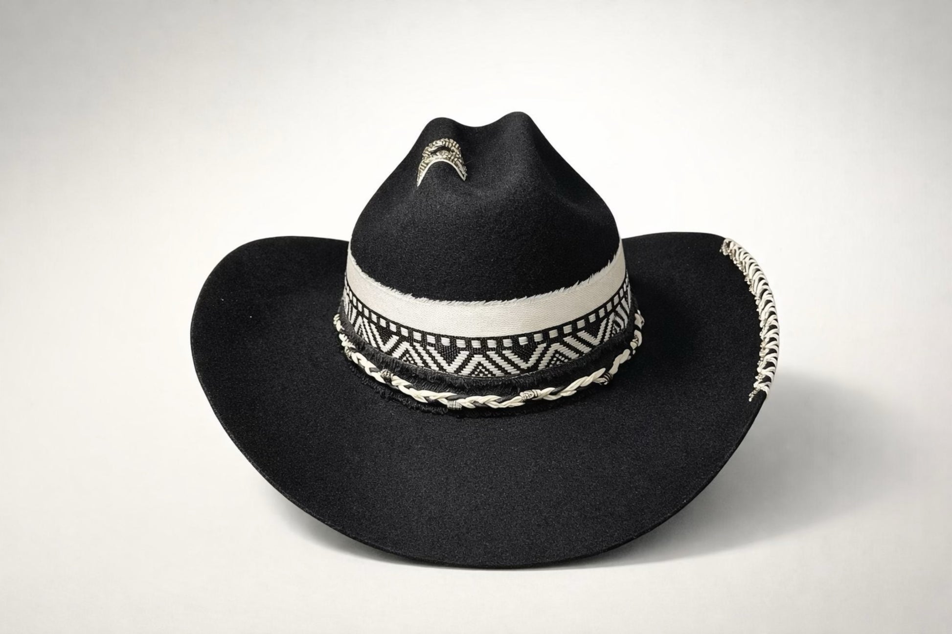 black cattleman hat UK western detail cowboy style
	•	custom cowboy hat UK black with stitching