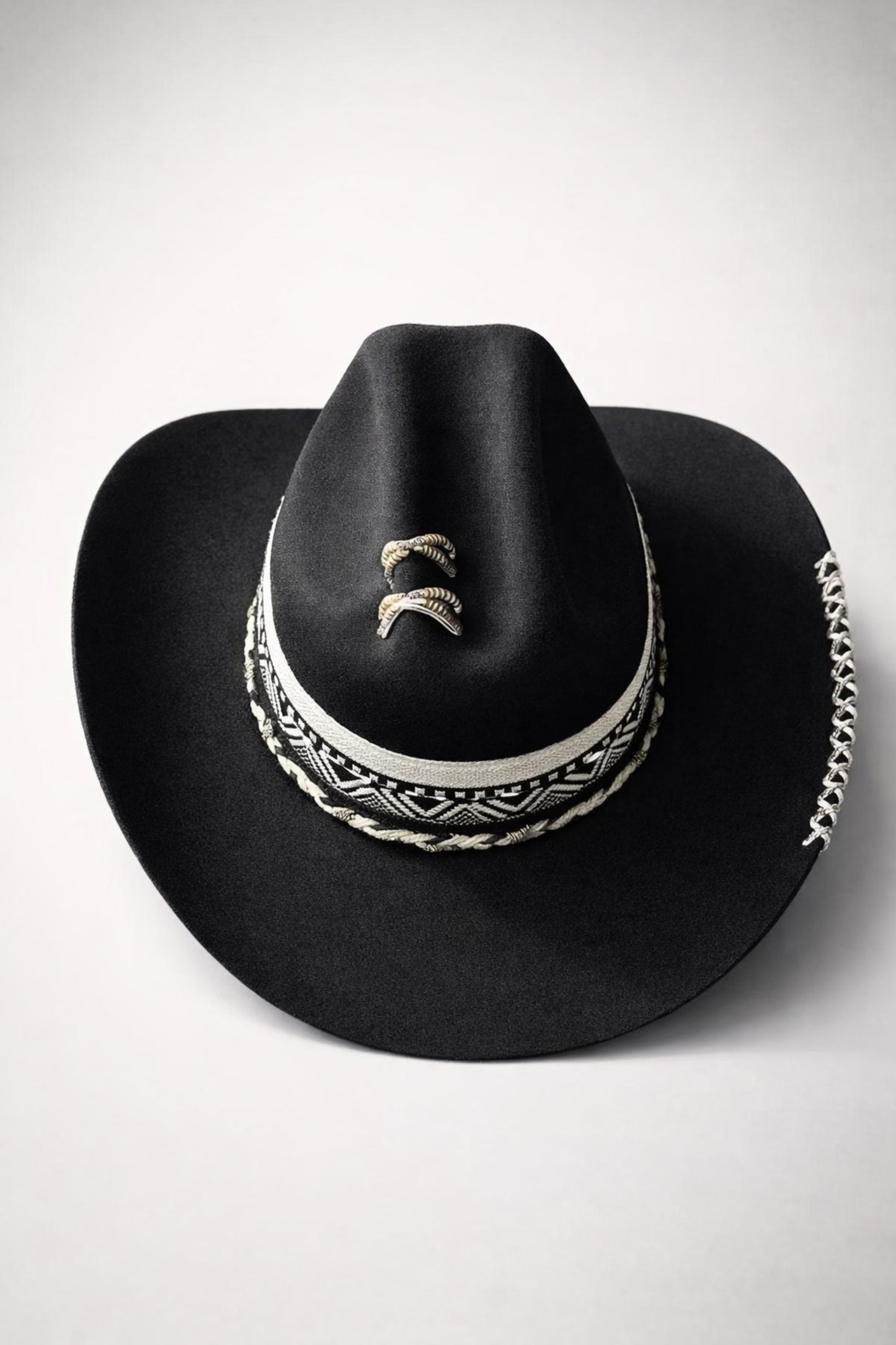 black cattleman hat UK western detail cowboy style
	•	custom cowboy hat UK black with stitching