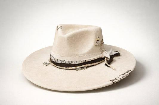 Cream Fedora Hat with Leopard Band – Western Style Hat UK