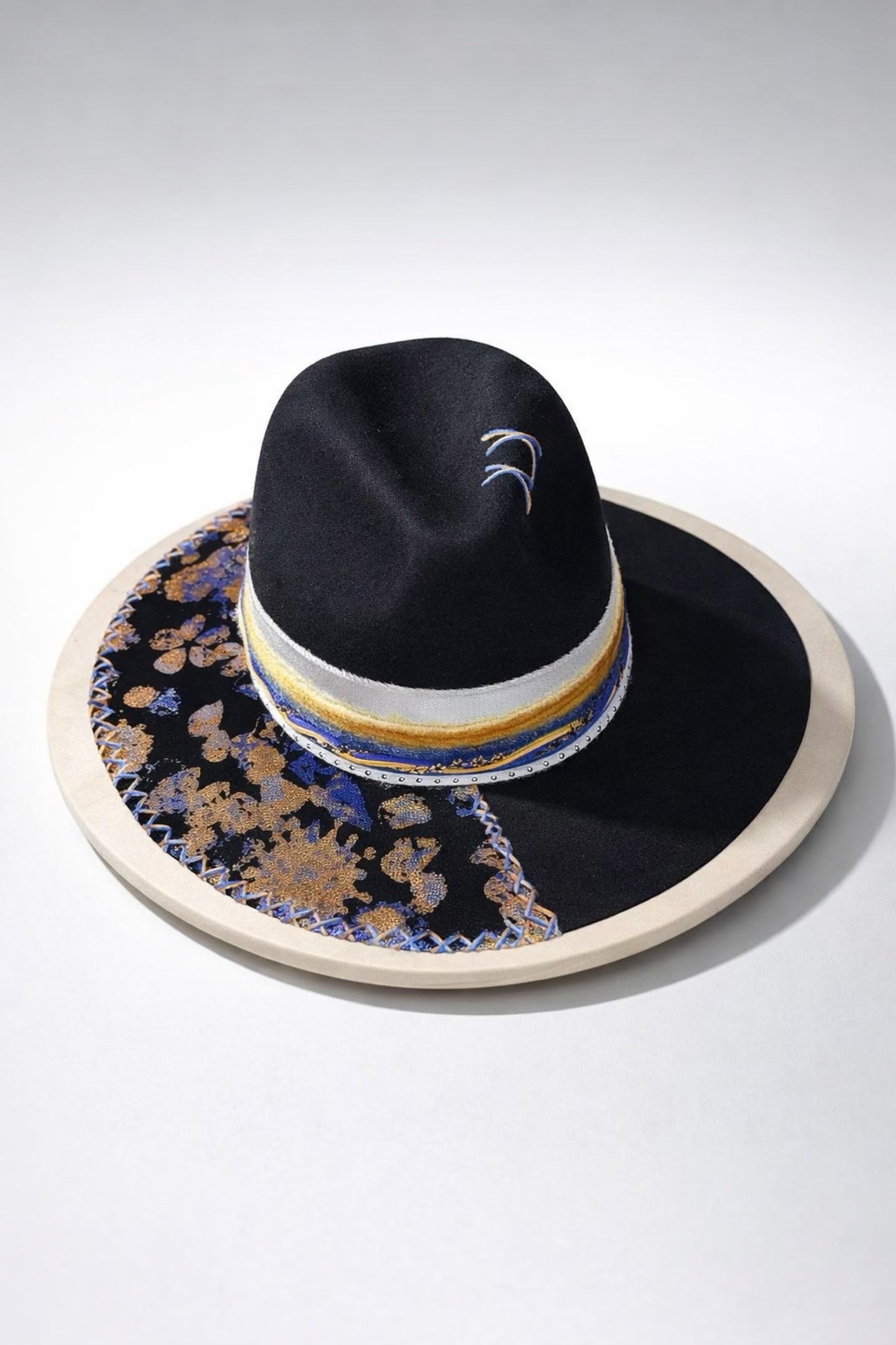 Black Fedora Hat with Floral Detail – Custom Western Hat UK