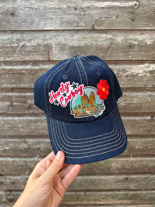 Howdy Cowboy Denim Cap