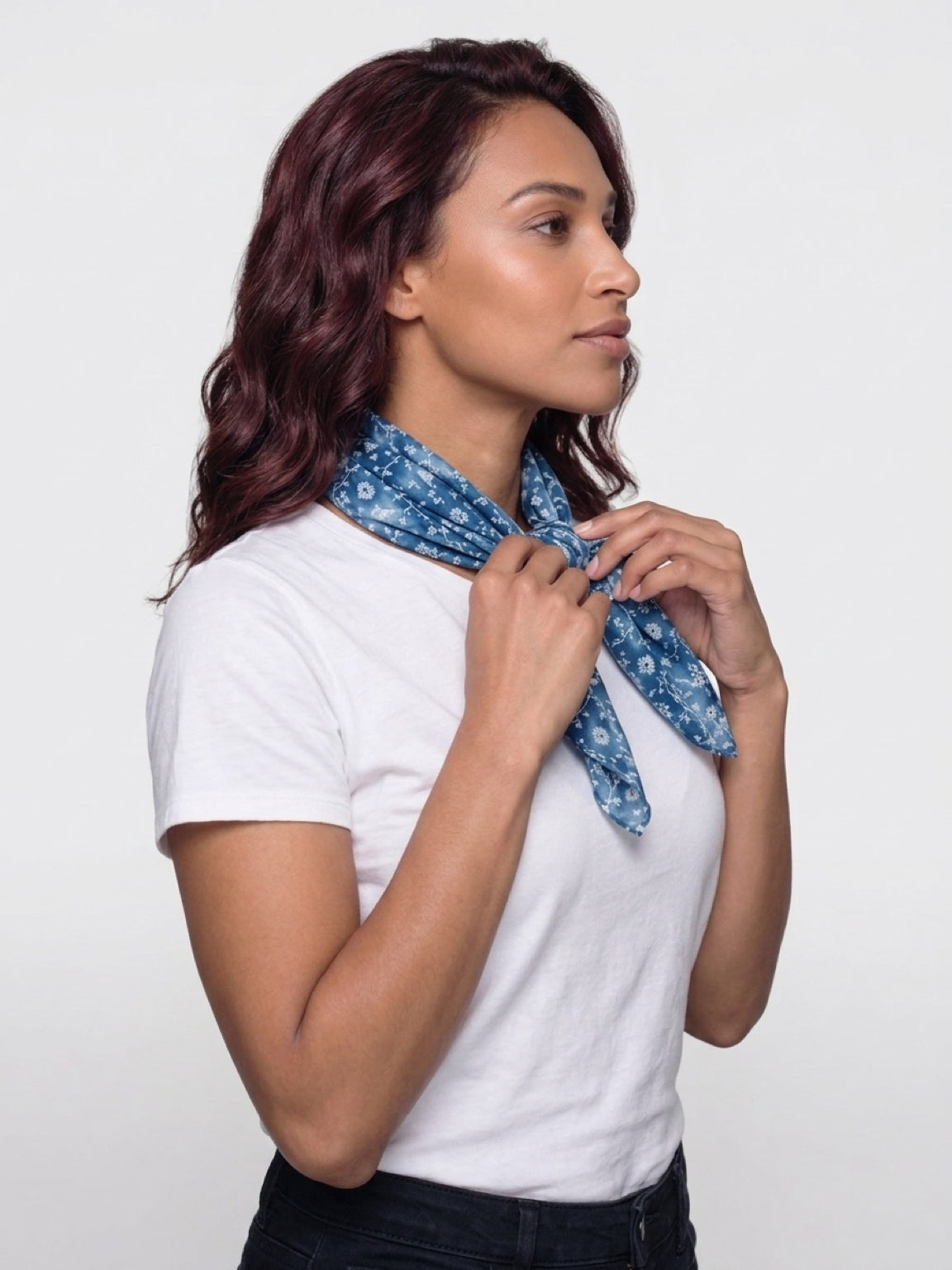 Blue Floral Scarf