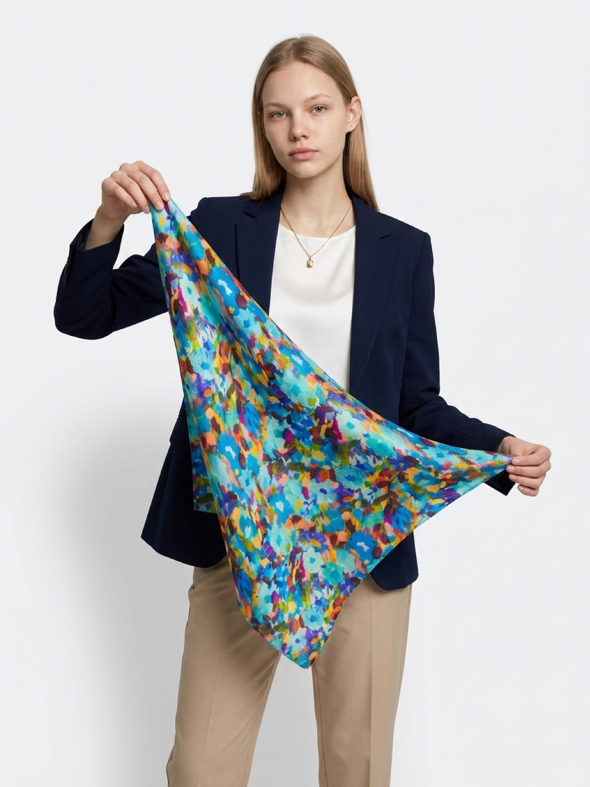 Abstract Floral Satin Scarf